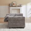 3 In 1 Loveseat Sofa Bed Chenille Fabric Pull Out Couch Sleeper Full Back Frame, Seat Frame, Armrests & 2 Pillows - Light Gray - Image 16