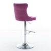 Swivel Velvet Barstools, Adjusatble Seat Height 1712PP (Set of 2) - Purple - Image 6