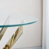 Modern Round Tempered Glass Coffee Table With Chrome Legs - Gold - Image 4