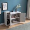 Bar Cabinet, Wine Bottle Storage Display Kitchen Cabinet, Holds 4 Wine Bottles - White Oak - Image 2