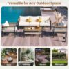 4 Pieces Outdoor Sectional Sofa Set 5 Person Patio Seating Group Outdoor Conversation Set With Cushions And A Coffee Table For Patios, Gardens, Or Balcony - Beige - Image 8
