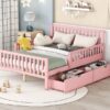Full Size Platform Bed With Guardrails On Both Sides And 2 Storage Drawers - Pink - Image 11