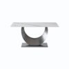 63" Modern Artificial Stone Crescent-Shaped Metal Legs, Can Accommodate 6-8 People - White / Black - Image 3