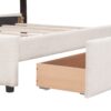 Queen Size Upholstered Platform Bed With Classic Headboard And 4 Drawers, No Box Spring Needed - Beige - Image 9