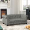 Modern Linen Fabric Elevated Pet Bed For Small And Medium Dogs - Light Gray - Image 2