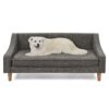 Durable Elevated Dog Sofa Bed With Modern Irregular Armrest Design Comfortable Soft Pet Sofa Dark - Dark Gray - Image 7