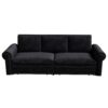 King Pull Out Sofa Bed, Chesterfield Sofa, 3 In 1 Velvet Convertible Sleeper Sofa With Nailhead Trim & Rolled Arm Multifunctional Sofa Bed For Living Room - Black - Image 10