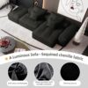 Modern Oversized Modular Sectional Sofa With Ottoman, Seat, Chaise Lounge And Armrest, Sparkling Chenille Fabric Soft Cushion Sofa With 4 Pillows, 4 Pieces Diy Combination Tufted Sofa, No Assembly Required - Black - Image 17