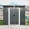 6Ft X 5Ft Outdoor Metal Storage Shed With Lockable Sliding Doors And Transparent Plate For Garden, Lawn - Black / White - Image 2