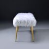 Bagley II - Faux Fur Bench - White / Gold - Image 7
