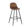 Bar Stools (Set of 2) Velvet Barstool Modern Counter Bar Height Chair With Back, Sturdy Metal Legs & Footrests, Island Stool For Kitchen Bar - Brown - Image 16