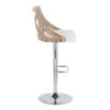 Charlotte - Farmhouse Adjustable Height Barstool With Swivel Rounded Rectangle Footrest (Set of 2) - Chrome / White Washed / Cream - Image 3