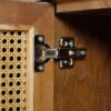 Retro 4 Door Sideboard With Large Storage Space, Artificial Rattan Doors - Transparent Glass - Antique Brown - Image 12