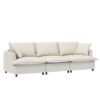 3 Piece Living Room Set Modular Sectional Couch Upholstered 3 Seater Sofa & 2 Armchairs 5 Seat - Beige - Image 6
