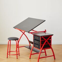 Drafting Table With Stool - Red