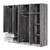 6 Door Wardrobe With Shelves And Drawers - Gray - Image 6