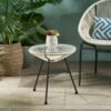 Nusa - Side Table With Tempered Glass Top And Polyethylene Rattan Base - White - Image 4