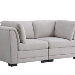 Kristin - Linen Fabric Loveseat - Light Gray