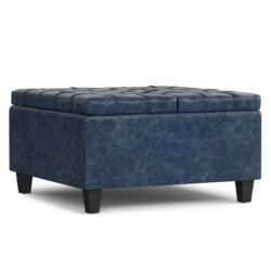 Harrison - Small Square Coffee Table Storage Ottoman - Blue