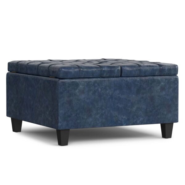 Harrison - Small Square Coffee Table Storage Ottoman - Blue