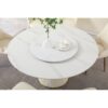 Modern Sintered Stone Dining Table With Round Turntable, Wood And Metal Pedestal, 8 Chairs - White - Image 6