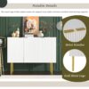 Modern Simple & Luxury Style Sideboard Particle Board & Board Cabinet With Gold Metal Legs & Handles, Adjustable Shelves For Living Room, Dining Room - White - Image 5