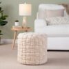 Braided - Round Ottoman - Cream - Velvet - Image 5