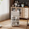 4 Tier Kitchen Island Cart With Spice Rack & Locking Casters, Simple Design Mobile Kitchen Storage Islands For Kitchen Living Room Bedroom - White - Image 2