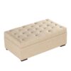 Convertible Folding Sofa Bed Ottoman With Memory Mattress And Tufted Design - Beige - Image 5