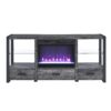 Electric Fireplace Media TV Stand With Sync Colorful LED Lights - Dark Rustic Oak - Image 9