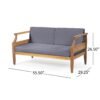 Aston - 2 Piece Wood Outdoor Patio Conversation Seating Set With Gray Cushions - Teak Brown - Image 3