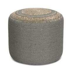 Serena - Round Braided Pouf - Dove Gray