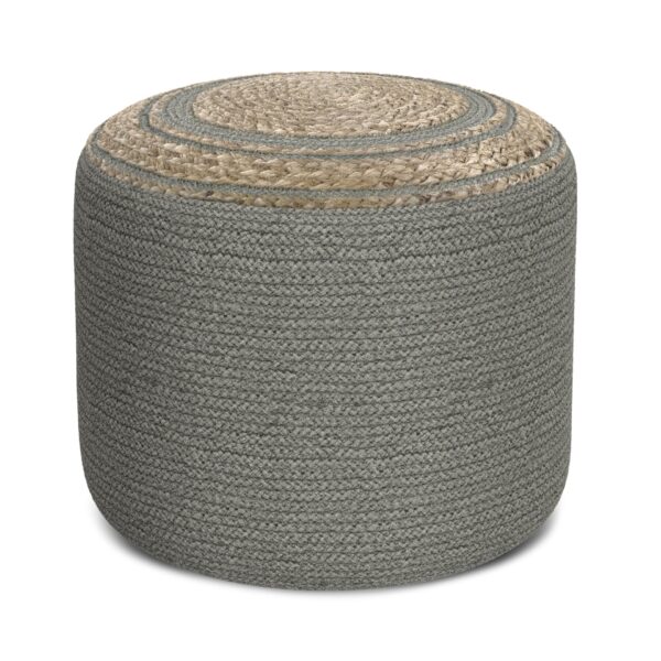 Serena - Round Braided Pouf - Dove Gray