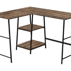 Computer Desk, Home Office, Corner, Storage Shelves, L-Shape, Work, Laptop, Contemporary, Modern - Brown
