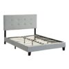 Queen Size Upholstered Platform Bed Frame With Pull Point Tufted Headboard, Strong Slat Support, Mattress Foundation, No Box Spring Needed - Gray - Image 9