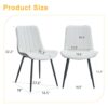 Modern Minimalist Dining Chair Set Extended Seat Cushion, Leather, Metal Legs, 4 Pieces - White / Dark Gray - Image 3