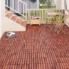 30 Piece Interlocking Deck Tiles Striped Pattern, Square Acacia Hardwood Outdoor Flooring For Patio, Bancony, Pool Side - Brown - Image 45