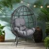 Cosmos - Round Hammered Iron Teardrop Chair - Gray - Image 4