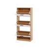 Freestanding Shoe Storage Cabinet With 3 Flip Drawers - White / Natural - Image 14