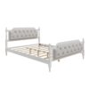 Traditional Style Solid Bed Frame With Upholstered Tufted Headboard, No Box Spring Needed, Queen Size - Antique White - Image 7