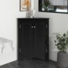 Triangle Bathroom Storage Cabinet With Adjustable Shelves, Freestanding Floor Cabinet For Home Kitchen - Black - Image 2