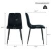 Indoor Velvet Dining Chair, Modern Kitchen Dining Chair With Cushion Back, Upholstered Side Chair With Coated Metal Legs, Family Kitchen Dining Room And Living Room (Set of 4) - Black - Image 3