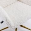 Office Chair, Artificial Rabbit Hair Home Office Chair With Golden Metal Base, Adjustable Desk Chair Swivel Office Chair, Vanity Chair - Beige - Image 11