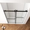 Frameless Shower Door, Double Sliding Shower Door, Clear Tempered Glass Shower Enclosure With Square Rail, Double Side Easy Clean Coat, Finished With Buffer - Matte Black - Image 3