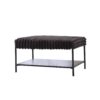 Upholstered Ottoman Coffee Table Foot Rest With Metal Legs And Wooden Storage Shelf - Charcoal - Image 2