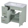 Bathroom Vanity, Transitional Style Bathroom Cabinet With Resin Sink, Single Bathroom Cabinet, With 2 Drawers And 1 Adjustable Storage Shelf, 2 Soft-Close Doors - Green - Image 13