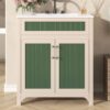 Bathroom Vanity Cabinet With Ceramic Sink Combo Set, Frame Modern Bathroom Storage Cabinet With Height Adjustable Shelf - Beige / Green - Image 26