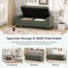Textured Fabric Ottoman Bench With Hinged Lid - Blackish Green - Image 6