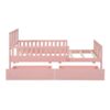 Twin Size Platform Bed With Guardrails On Both Sides And 2 Storage Drawers - Pink - Image 5