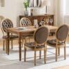 French Style Solid Wood Frame Antique Painting, Hand-Pulled Buckle Decoration Artificial Leather Dining Chair With Nailhead Trim, Wood Legs, Density Foam, Steel Spring Inner (Set of 2) - Brown - Image 20